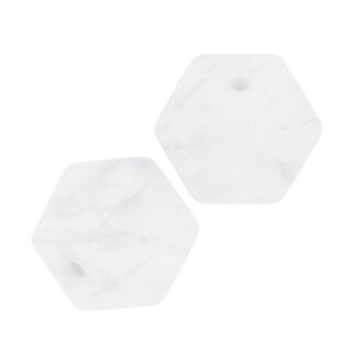 Schnulli-Silikon Perle Sechseck 14 mm, marmoriert, 1 St.
