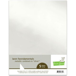 Lawn Fawn, metallic cardstock - silver, Block 5 Blatt, 8...