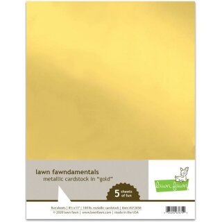 Lawn Fawn, metallic cardstock - gold, Block 5 Blatt, 8 1/2" x 11"