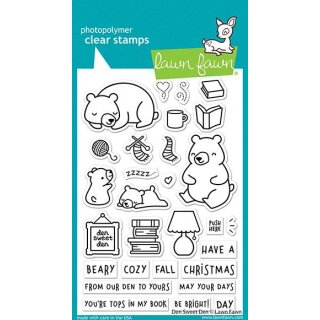 Lawn Fawn, clear stamp, den sweet den