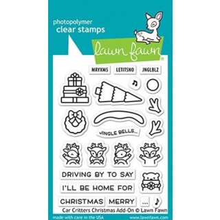 Lawn Fawn, clear stamp, car critters christmas add-on