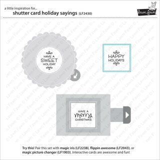 Lawn Fawn, clear stamp, shutter card holiday sayings