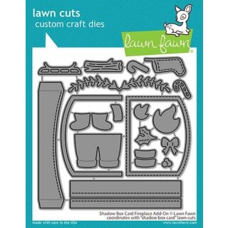 Lawn Fawn, lawn cuts/ Stanzschablone, shadow box card fireplace add-on