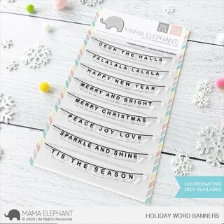 Mama Elephant, clear stamp, Holiday Word Banners
