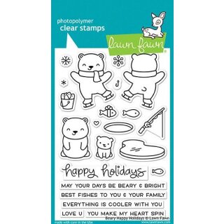 Lawn Fawn, clear stamp, beary happy holidays