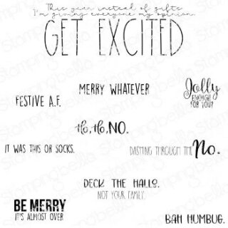 Stamping Bella, Rubber Stamp, FESTIVE ODDBALL SENTIMENT SET
