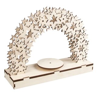 Holz 3D Bausatz Sterne, 30x9x23cm, +Drehteller, Box