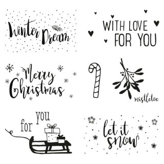 Clear Stamps - Christmas Greetings, 102,5x97mm, 7 Motive