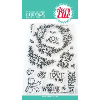 Avery Elle, clear stamp, Rustic Wreath