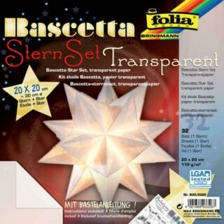 Bastelset Bascetta Stern, Transparent weiß, 20 x 20 cm, 32 Blatt