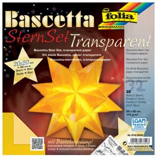 Bastelset Bascetta Stern, Transparent gelb, 20 x 20 cm, 32 Blatt