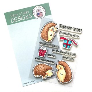 Gerda Steiner Designs, Hedgehog with Gifts 4x6 Clear Stamp Set