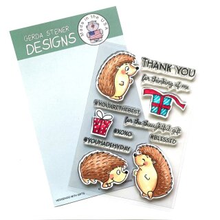 Gerda Steiner Designs, Hedgehog with Gifts 4x6 Clear...