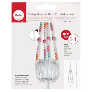 Bastelpackung: Holzperlen und Garn für Makramee,...