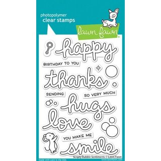 Lawn Fawn, clear stamp, scripty bubble sentiments