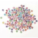 Kunststoff-Scheiben / Perlen Alphabet farbig mit Loch