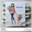 Stamping Bella, Rubber Stamp, CURVY GIRL HOLDING HANDS