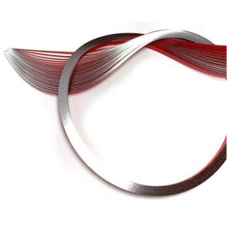 Quilled Creations, Paper Stripes, Silver Edge on Red Quilling Paper 1/8" (3mm)