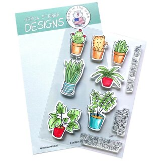 Gerda Steiner Designs, Grow Happiness 4x6 Clear Stamp Set