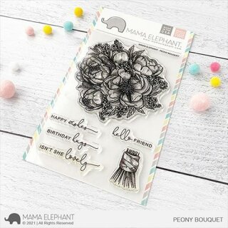 Mama Elephant, clear stamp, Peony Bouquet