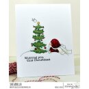 Stamping Bella, Rubber Stamp, BUNDLE GIRL WITH CHRISTMAS TREE AND A BIRDIE