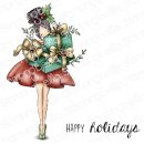 Stamping Bella, Rubber Stamp, CURVY GIRL WITH HOLIDAY GIFTS