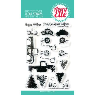 Avery Elle, clear stamp, Layered Holiday Truck