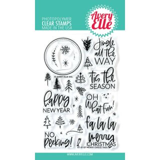 Avery Elle, clear stamp, Merry Circle Tags