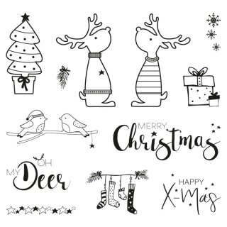 Clear Stamps - Rentierfreunde, 102,5x97mm, 12 Motive