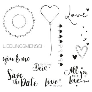 Clear Stamps - Liebesgrüße, 102,5x97mm, 12 Motive