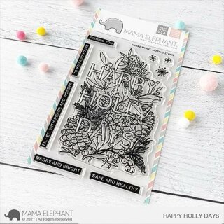 Mama Elephant, clear stamp, Happy Holly Days