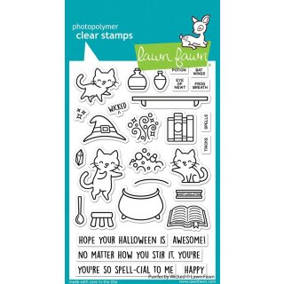 Lawn Fawn, clear stamp, purrfectly wicked