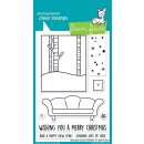 Lawn Fawn, clear stamp, window scene: winter