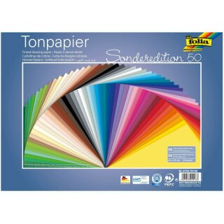 Tonpapier 25x35cm 50 Bogen / 50 Farben sortiert 130g