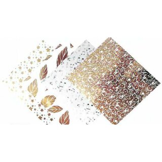 Faltpapier Foliendruck roségold/weiß, 16 Blatt, 20x20cm 100g/m2
