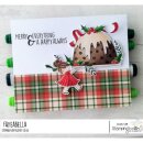 Stamping Bella, Rubber Stamp, TEENY TINY TOWNIE WITH A FRUIT CAKE