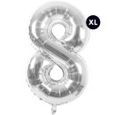 Folienballon 8, SILBER, ca. 86cm