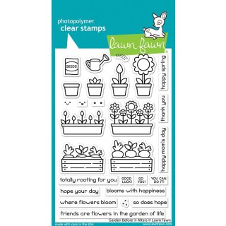 Lawn Fawn, clear stamp, garden before n afters