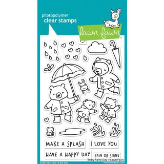 Lawn Fawn, clear stamp, beary rainy day
