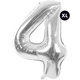 Folienballon 4, SILBER, ca. 86cm