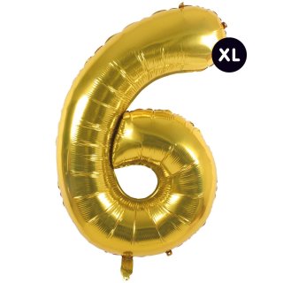 Folienballon 6, GOLD, ca. 86cm