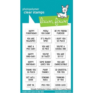 Lawn Fawn, clear stamp, simply celebrate critters add-on