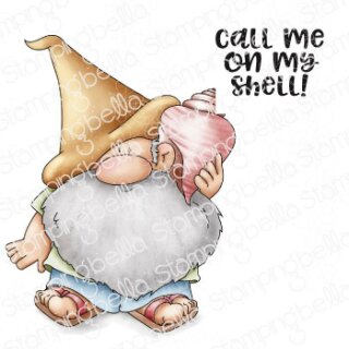 Stamping Bella, Rubber Stamp, GNOME WITH A SEASHELL