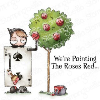 Stamping Bella, Rubber Stamp, ODDBALL PAINTING THE ROSES RED