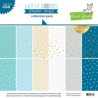 Lawn Fawn, let it shine starry skies collection pack, 12"x12" / 30,05x30,5cm, Block 12 Blatt