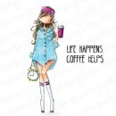 Stamping Bella, Rubber Stamp, CURVY GIRL LOVES COFFEE