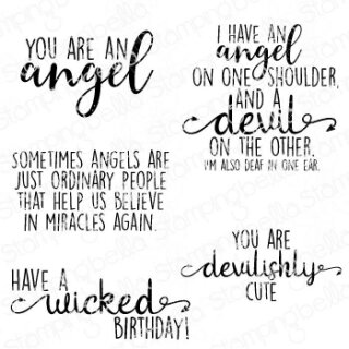 Stamping Bella, Rubber Stamp, ANGEL DEVIL SENTIMENT SET