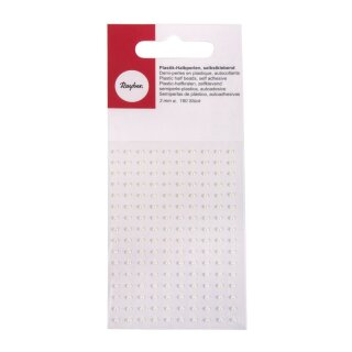Plastik-Halbperlen, selbstklebend, ø 3 mm, 120 Stück, weiß