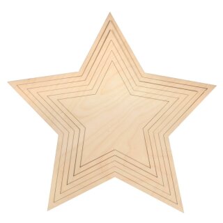 Holz Stern Set, 42,5cm ø, 6-tlg., Box 1Set, natur