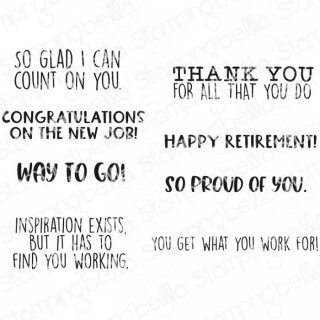 Stamping Bella, Rubber Stamp, WORK LIFE SENTIMENT SET (INCLUDES 8 RUBBER STAMPS)